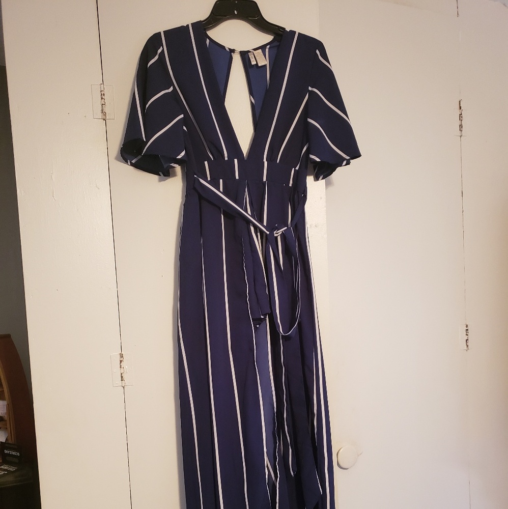 Japna navy and white maxi romper